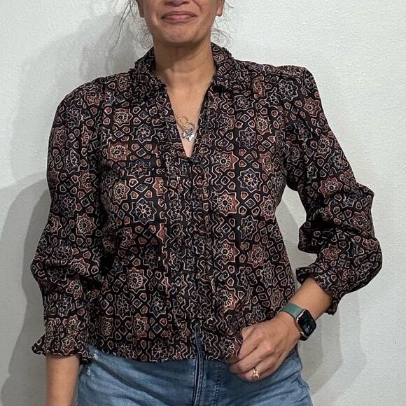 Walter Baker Cameron Mosaic Button Down Blouse Sz M NWT - Picture 1 of 12